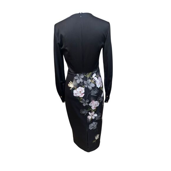 Ted Baker London Black Floral Wrap Sheath Dress size 1 - Picture 6 of 16